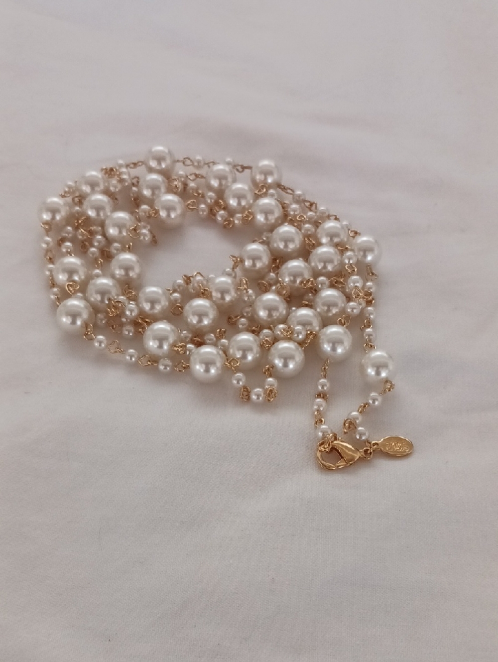 Joan Rivers Gold-Accented White Pearl Multi-Strand Chain Necklace